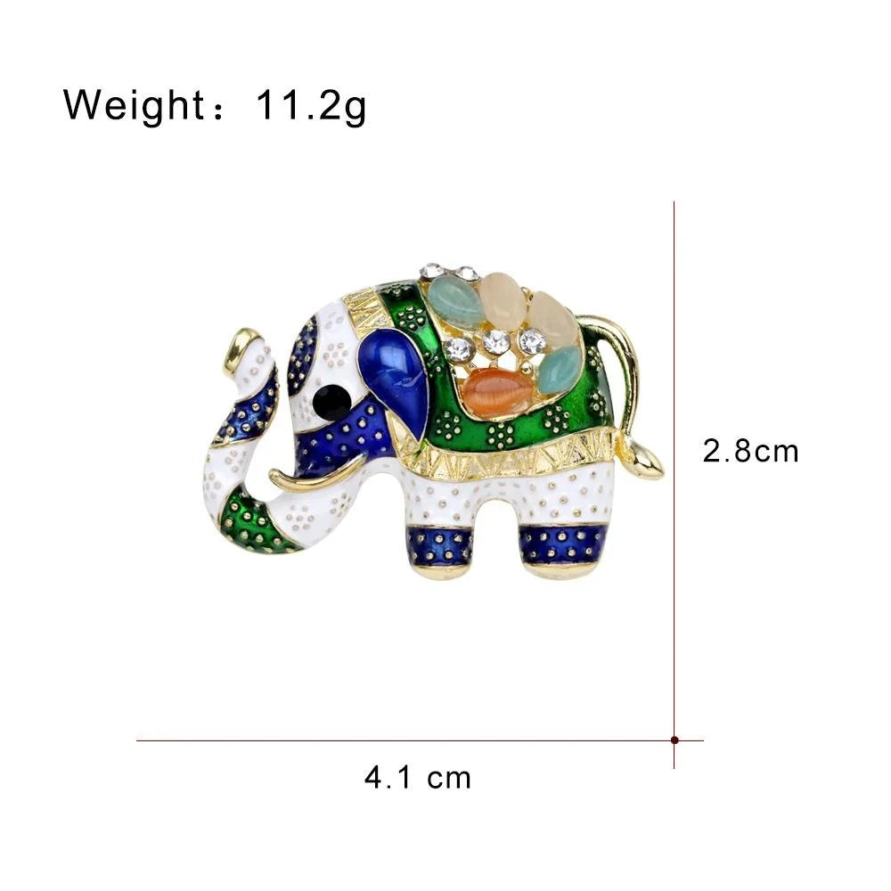 Luxury Rhinestone Enamel Circus Elephant Brooch Pin, Exotic Alloy Lapel Pin Corsage Suit Accessory Gift