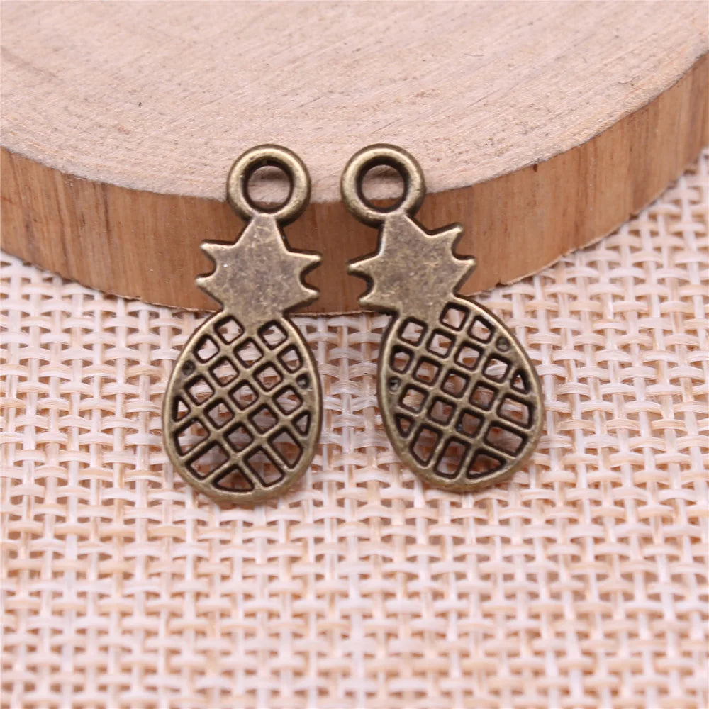 9x21mm 0.9g Multicolor Zinc Alloy Pineapple Charm Pendant for DIY Fruit Theme Jewelry Making