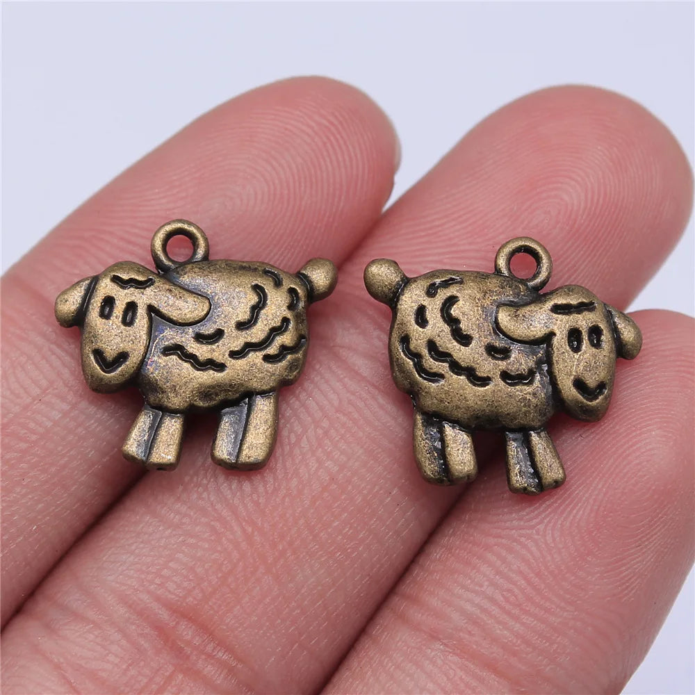 18x16mm 2.4g Multicolor Zinc Alloy Little Sheep Charm Pendant for Animal Theme DIY Jewelry Making