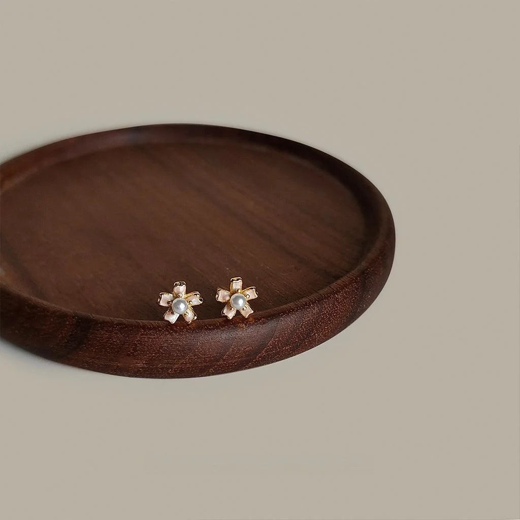 Mini Flower 14K Plated Copper Stud Earrings, Fresh Simple Versatile Jewelry