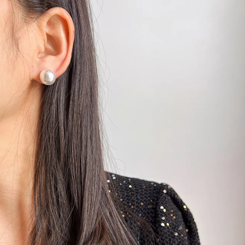 Elegant Spiral Alloy Round Pearl Drop Stud & Clip On No Piercing Lightweight Fashion Earrings