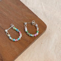Dopamine Colorful Rice Bead Hoop Stud Earrings Sweet Handmade Copper Jewelry