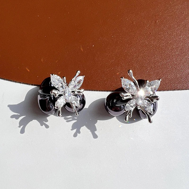 Luxury Sparkling Zircon Butterfly Stud & Clip On No Piercing Ear Cuff Jewelry Accessories Earrings