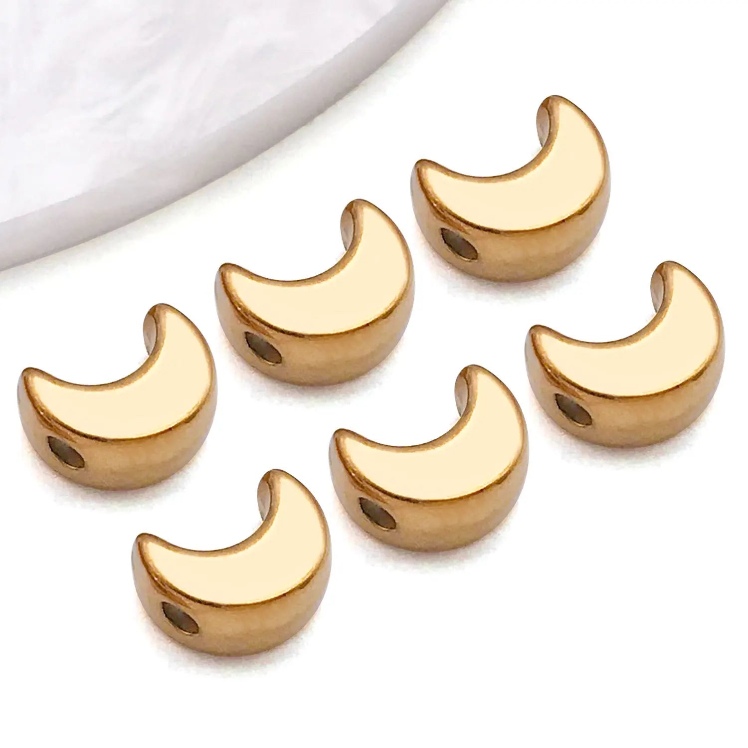 Stainless Steel Moon Heart Smooth Spacer Beads for DIY Bracelet Necklace Making