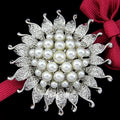 Elegant Sunflower Pearl Rhinestone Alloy Brooch, Luxury Lapel Pin Corsage Suit Accessory Gift