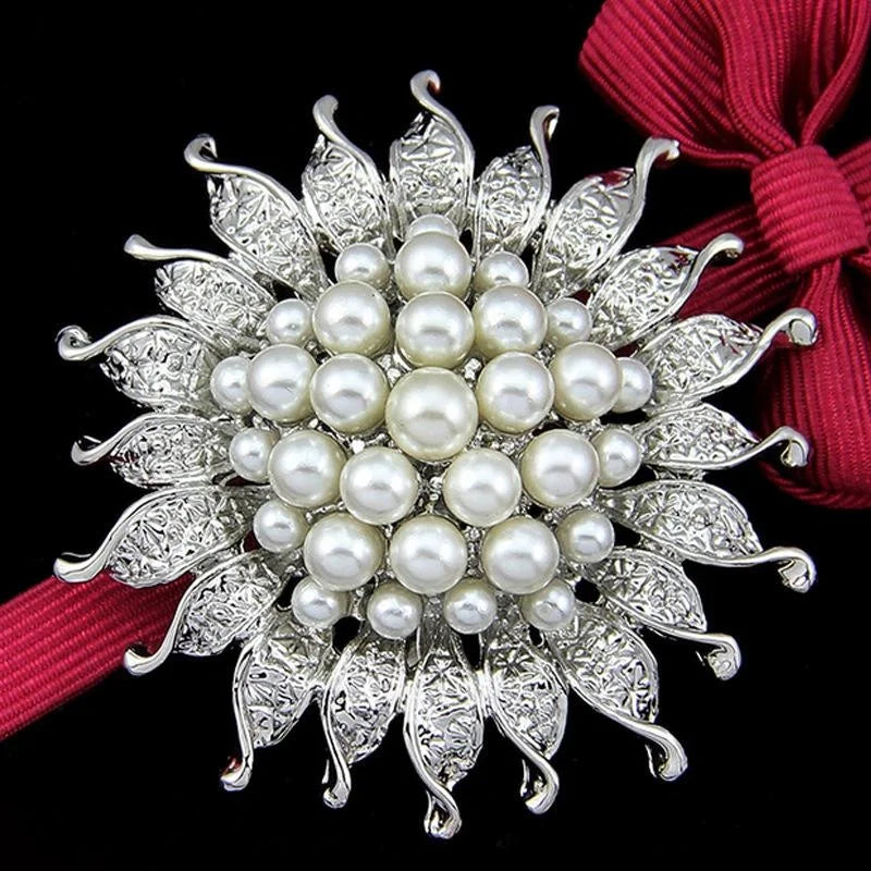 Elegant Sunflower Pearl Rhinestone Alloy Brooch, Luxury Lapel Pin Corsage Suit Accessory Gift