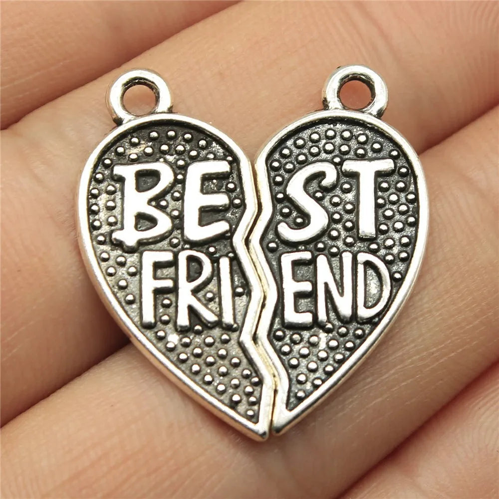29x25mm 3.7g Zinc Alloy Best Friend Heart Puzzle Charm Pendant for DIY Necklace Jewelry Making