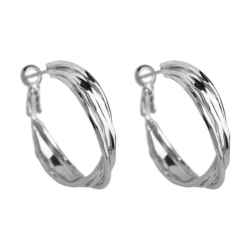 Exaggerated Copper Large Round Geometric Hoop Earrings Minimalist Sweet Cool Fashion Jewelry
