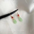 Handmade New Chinese Style Teardrop Glass Red Agate Shell Drop Earrings For Women
