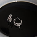 Sweet Cool Silver Plated Copper Geometric Hoop Stud Earrings Minimalist Round Ear Cuff Style