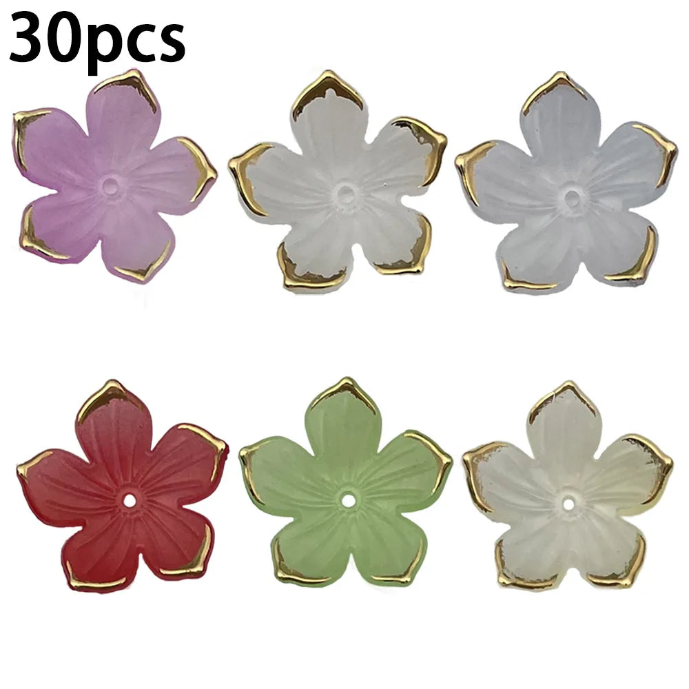 Gradient Acrylic Sakura Five Petal Flower Loose Beads for DIY Hairpin Jewelry Making