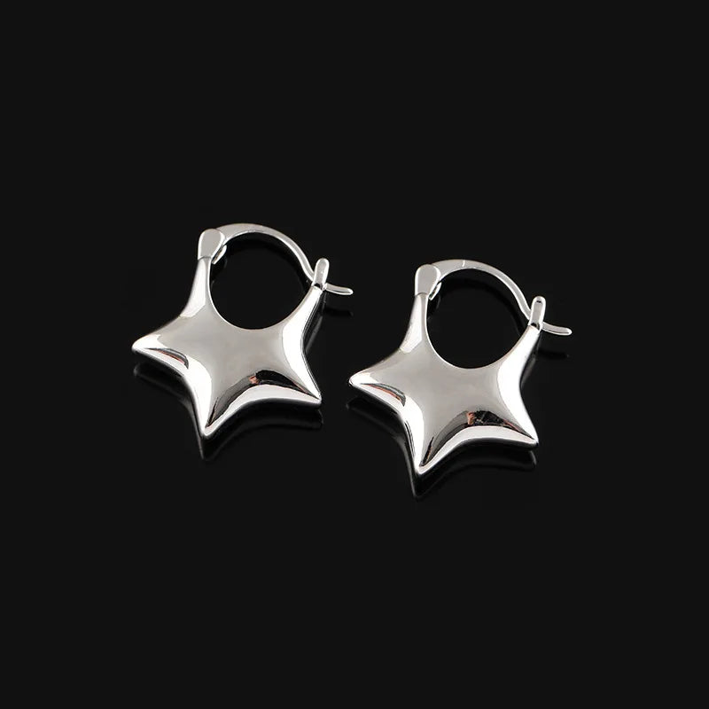 Elegant Alloy Five Point Star Stud & Clip On No Piercing Spiral Hoop Earrings