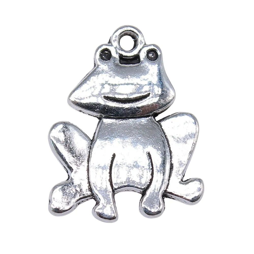 24x18mm 2.2g Antique Silver Zinc Alloy Big Eye Frog Charm Pendant for DIY Necklace Making