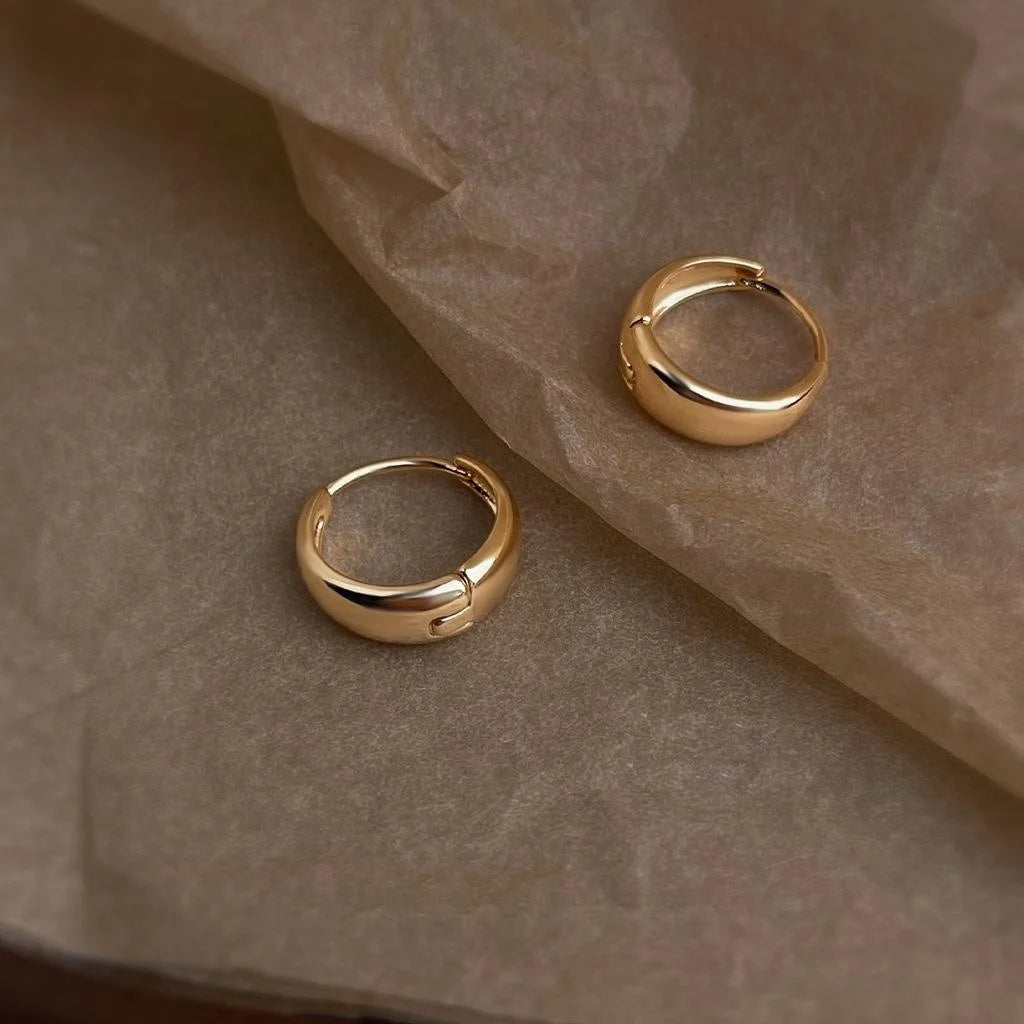 Light Luxury Copper Plated U Shape Geometric Round Hoop Earrings For Women