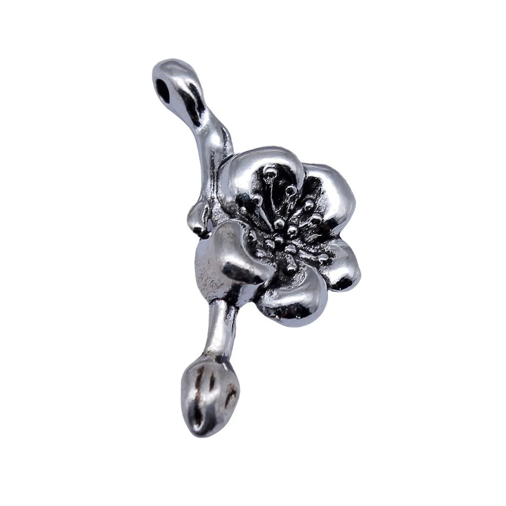 31x14mm 2.3g Antique Silver Zinc Alloy Plum Blossom Branch Charm Pendant for DIY Necklace Jewelry