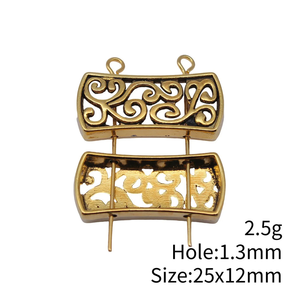 25x12mm 2.5g Zinc Alloy Ethnic Pattern Two Hole Bead Connector Charm for DIY Bracelet Making