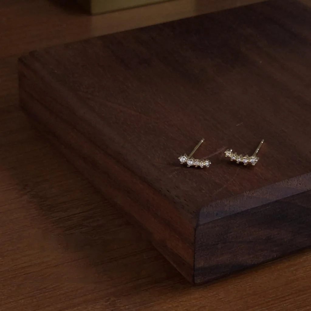 Mini Micro Pave Zircon Copper Stud Earrings With 14K Plated Korean Minimalist Geometric Jewelry