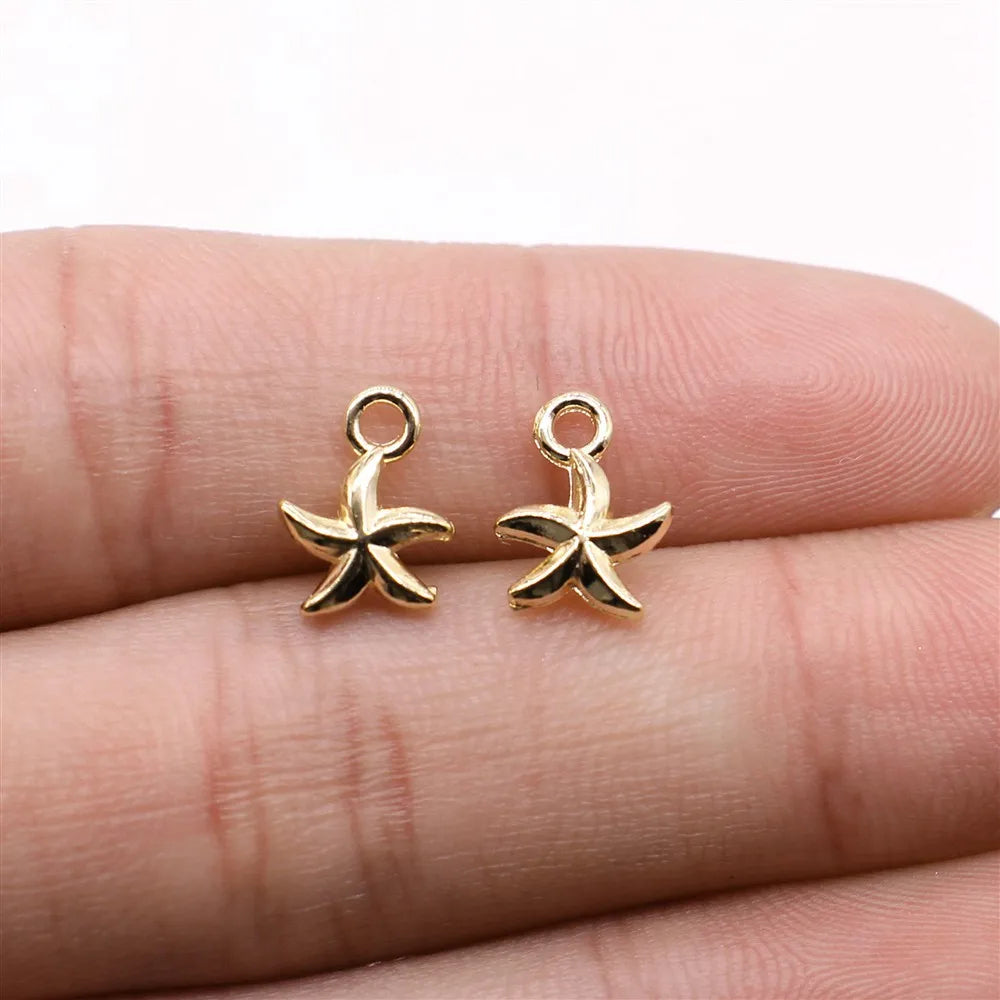 12x7mm 0.5g Multicolor Zinc Alloy Starfish charm pendant for earrings bracelet DIY jewelry making