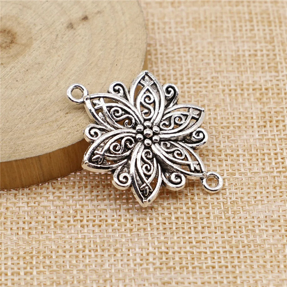 39x28mm 3.45g Multicolor Zinc Alloy Flower Connector Charm for DIY Necklace Bracelet Jewelry Making