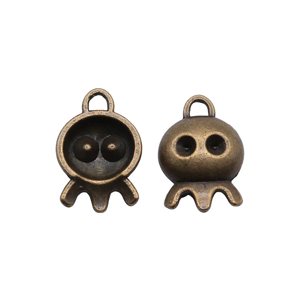 14x10mm 0.6g Antique Bronze Zinc Alloy Ghost Charm Pendant for Halloween DIY Jewelry Making