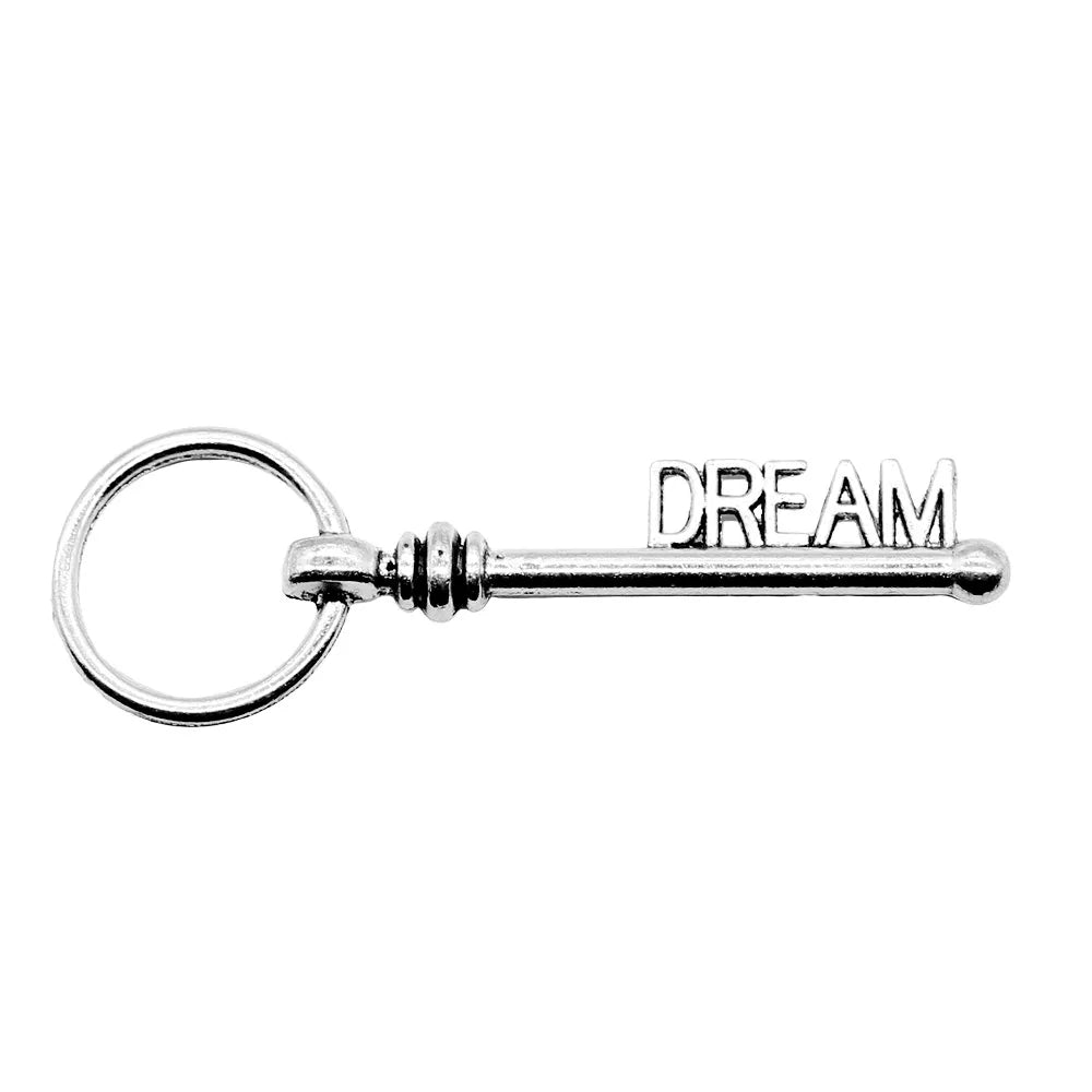 51mm 2.5g Antique Silver Zinc Alloy Dream Key Charm Pendant for DIY Necklace Bracelet Making