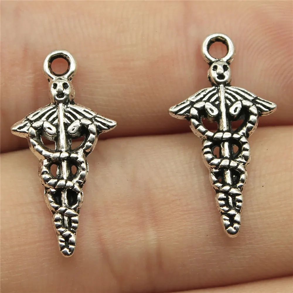 23x11mm 0.9g Antique Silver Zinc Alloy Cane Medical Symbol Charm Pendant for DIY Bracelet Necklace
