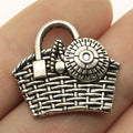 25x22mm 3.3g Antique Silver Zinc Alloy Flower Basket Charm Pendant for DIY Handmade Jewelry