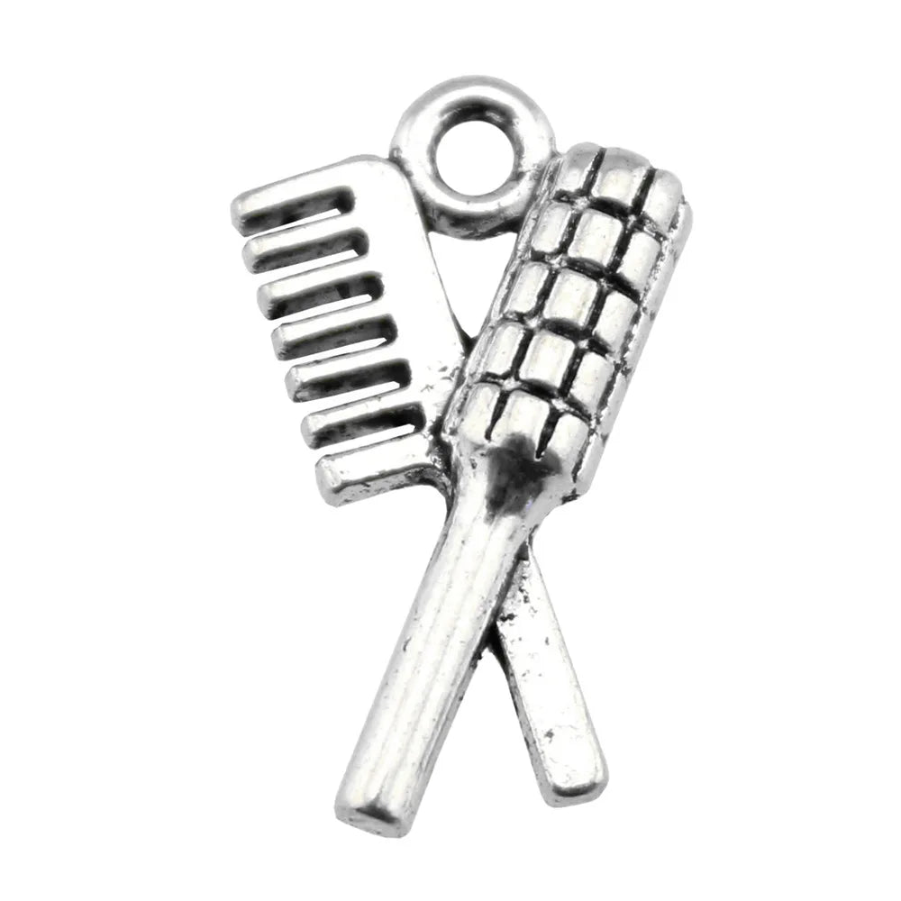 20x12mm 1g Antique Silver Zinc Alloy Hair Comb Charm Pendant for DIY Necklace Bracelet Making