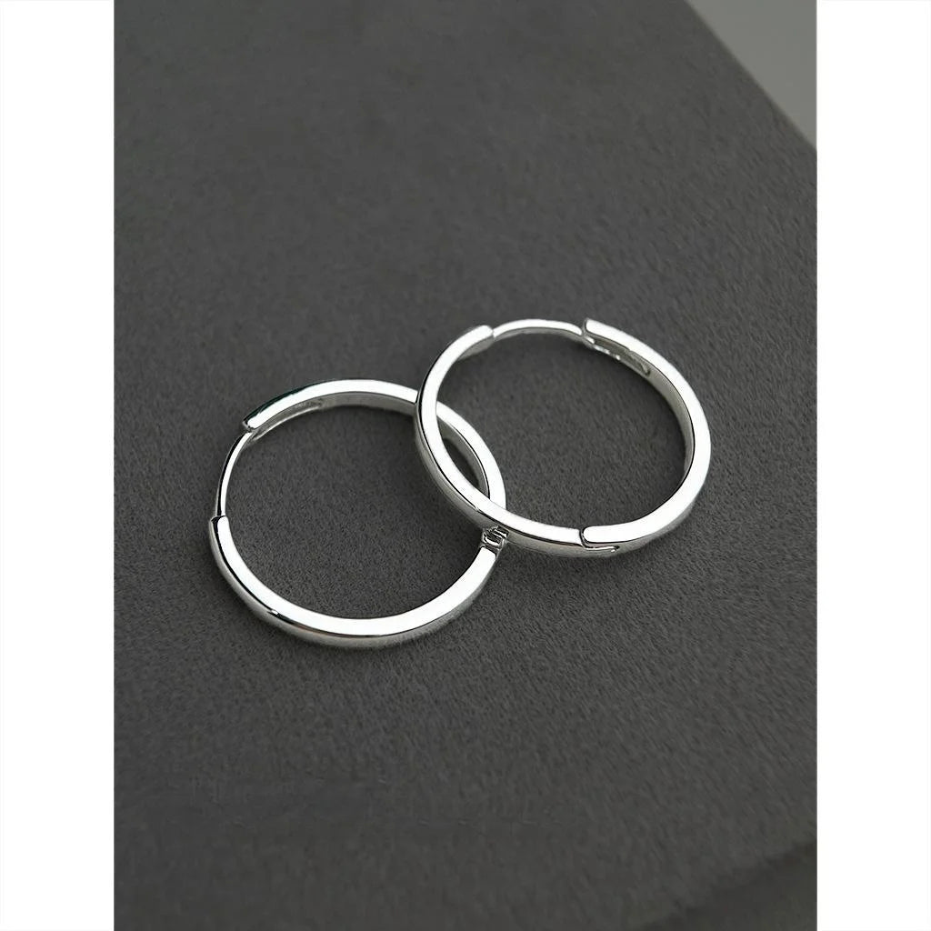 Minimalist Silver Tone Copper Round Hoop Drop Earrings For Chic Office Wear