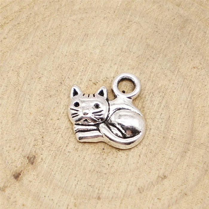 15x13mm 1.5g Multicolor Zinc Alloy Cat Charm Pendant for DIY Cute Animal Bracelet Necklace Making