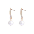 Elegant Spiral Disc Zircon Bar Pearl Drop Stud & Clip On No Piercing Alloy Tassel Earrings