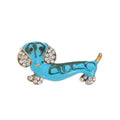 Cute Enamel Dachshund Dog Brooch With Rhinestone Ears, Alloy Animal Lapel Pin Gift For Women