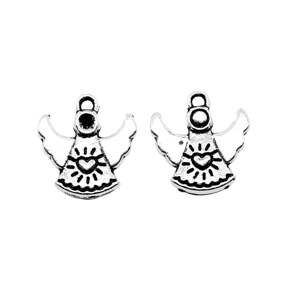 13x13mm 1g Antique Silver Zinc Alloy Angel Charm Pendant for DIY Necklace Bracelet Making