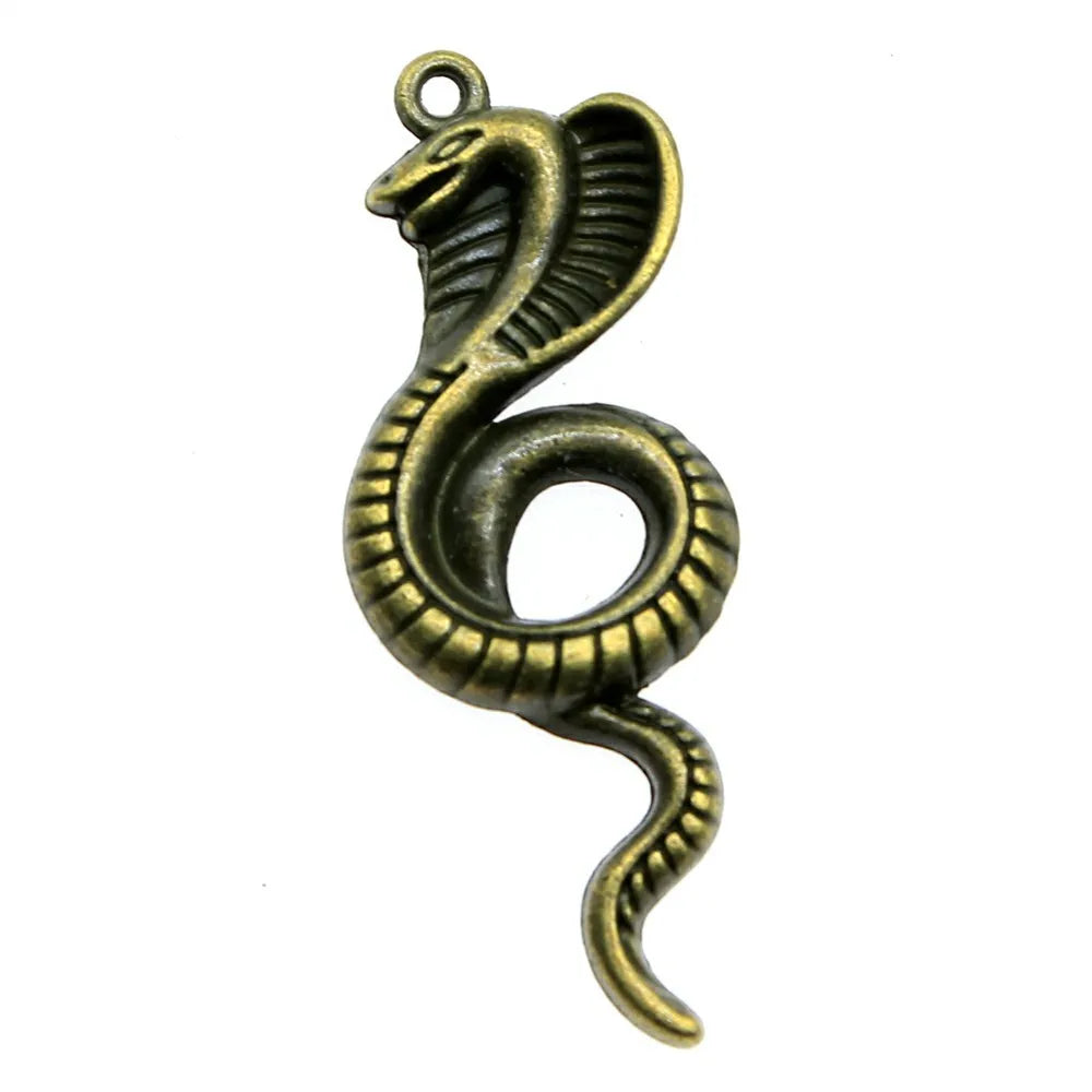 49x19mm 6.1g Multicolor Zinc Alloy Cobra Charm Pendant for DIY Snake Theme Necklace Jewelry Making