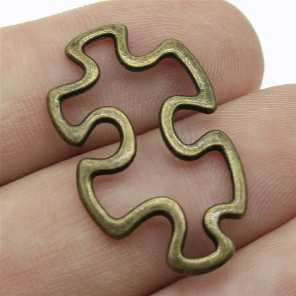 30x18mm 1.5g Multicolor Zinc Alloy Puzzle Connector Charm for DIY Bracelet Necklace Jewelry Making