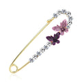 Elegant Gold Alloy Safety Pin Brooch With Rhinestone Butterfly Charm, Women's Lapel Pin Scarf Corsage Gift