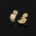 Elegant Curved Square Cat Eye Stone Alloy Stud & Clip On No Piercing French Commuter Earrings