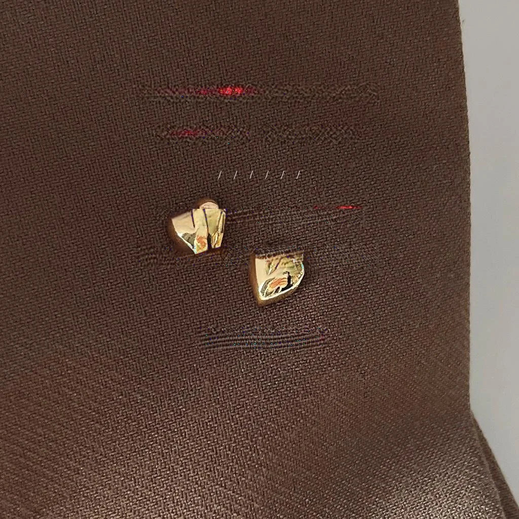 14K Gold Plated Copper Mini Smooth Heart Stud Earrings For Women Simple Korean Style