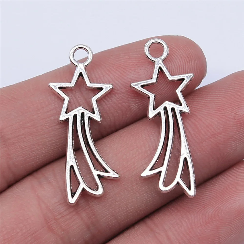 30x12mm 1.3g Multicolor Zinc Alloy Five-Point Star Comet Charm Pendant for DIY Jewelry Making
