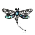 Vintage Dragonfly Mother Of Pearl Rhinestone Alloy Brooch Elegant Lapel Pin Scarf Buckle Suit Accessory Gift
