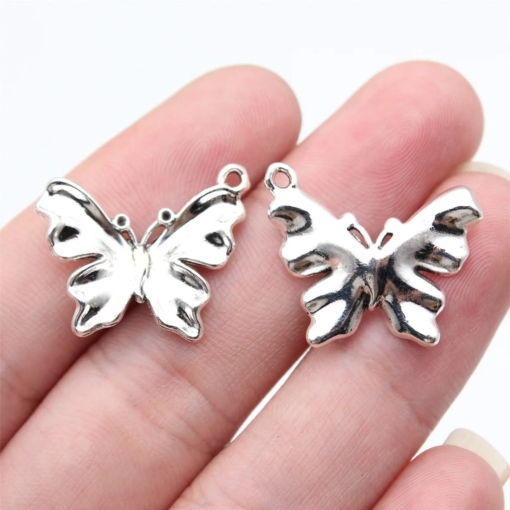 23x19mm 1.75g Antique Silver Zinc Alloy Butterfly Charm Pendant for DIY Necklace Bracelet Jewelry Making