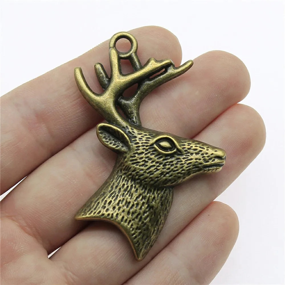 60x43mm 9.6g Multicolor Zinc Alloy Deer Head Charm Pendant for DIY Necklace Bracelet Jewelry Making