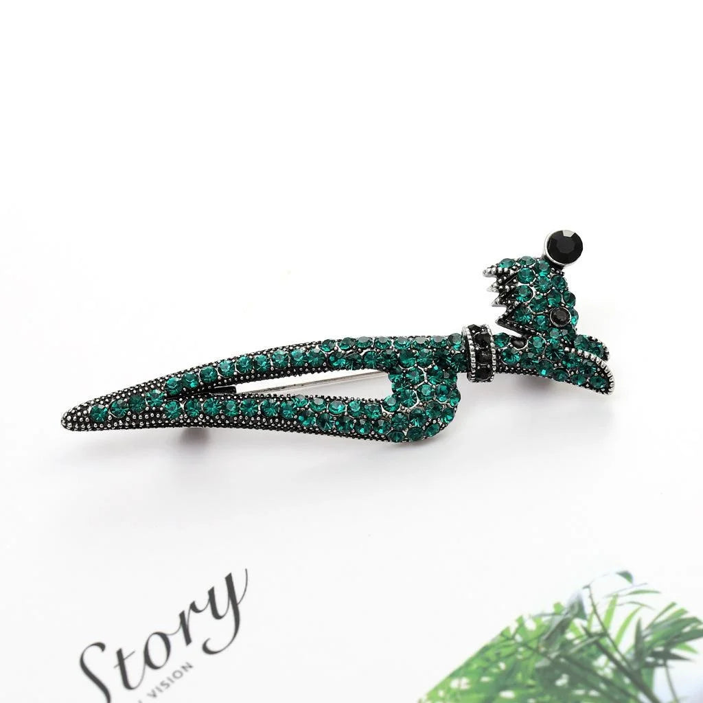 Cute Emerald Rhinestone Cartoon Dog Brooch, Alloy Animal Lapel Pin Corsage For Women's Suit Gift