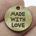 19x19mm 2.8g Zinc Alloy Made with Love Letter Charm Pendant for DIY Handmade Jewelry Accessories