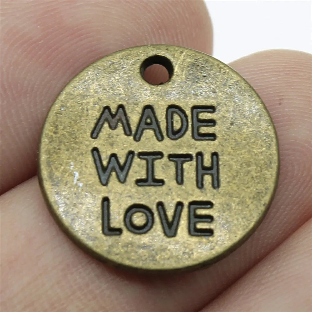 19x19mm 2.8g Zinc Alloy Made with Love Letter Charm Pendant for DIY Handmade Jewelry Accessories