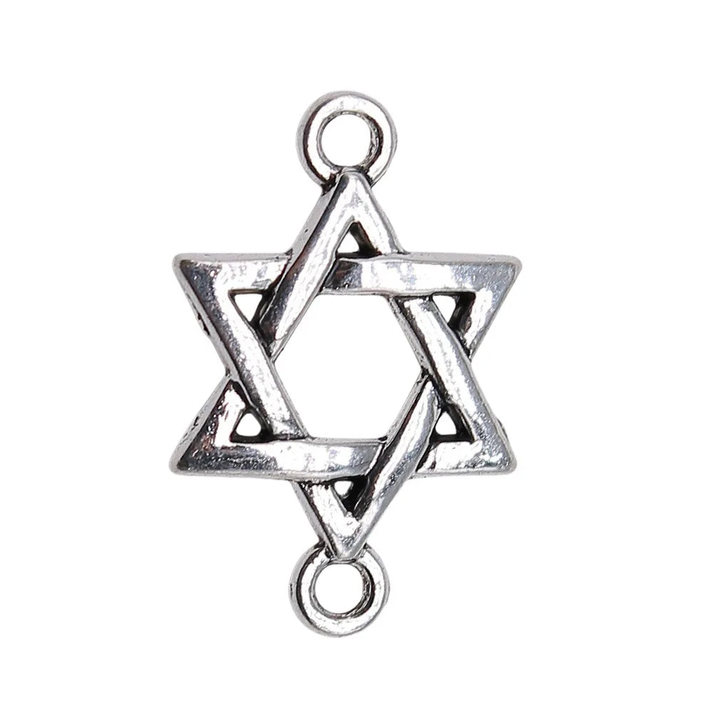 25x16mm 1.4g Antique Silver Zinc Alloy Star of David Connector Charm for DIY Bracelet Necklace Making