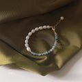 French Light Luxury Freshwater Pearl And Water Grass Jade Geometric Handmade Bracelet