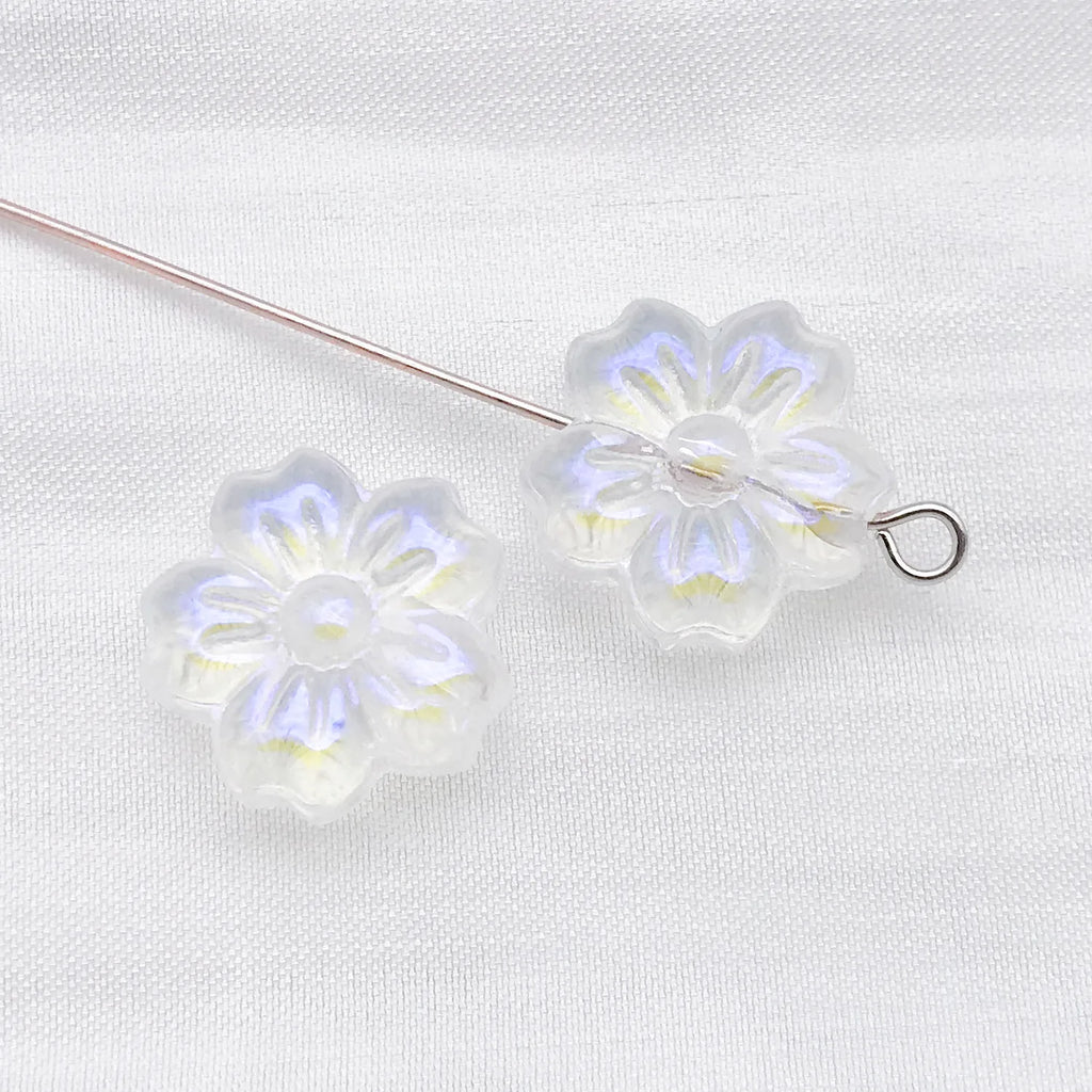 Glass Sakura Five Petal Flower Loose Beads for DIY Bracelet Necklace Jewelry Making