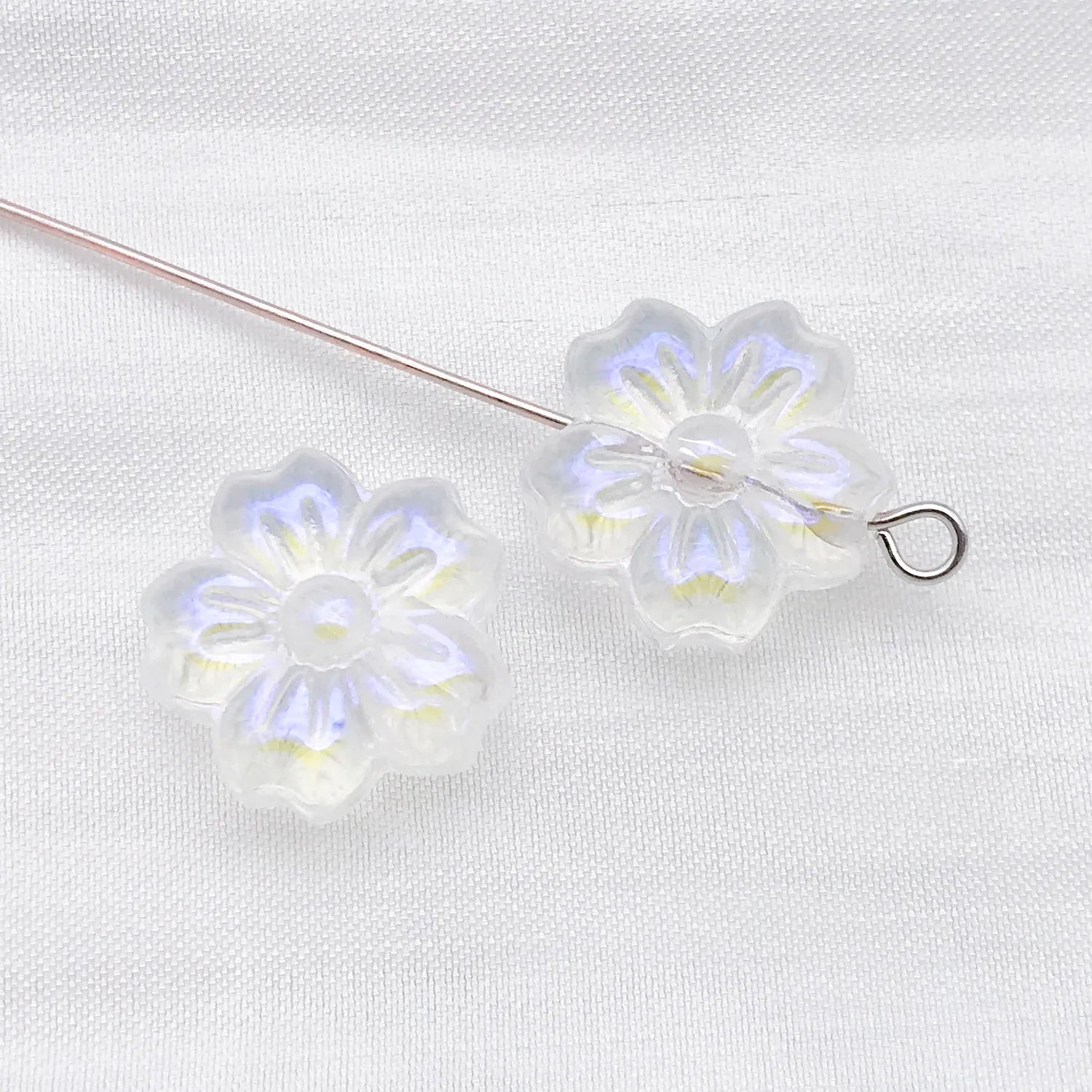 Glass Sakura Five Petal Flower Loose Beads for DIY Bracelet Necklace Jewelry Making