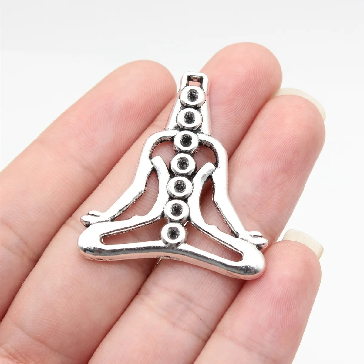 38x34mm 5.2g Multicolor Zinc Alloy Yoga Chakra charm pendant for meditation necklaces and jewelry